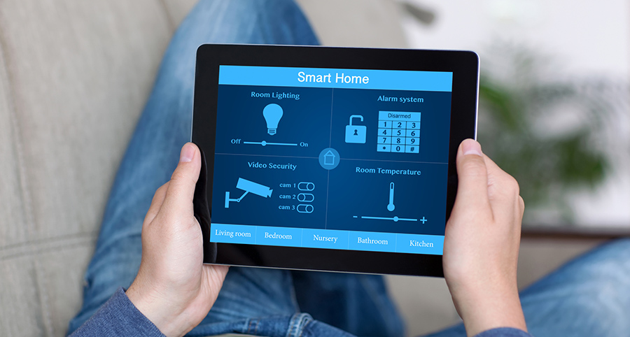The ability to access and control security components from a mobile device is one of the top smart home trends in Augusta. Close-up of smart home security app.
